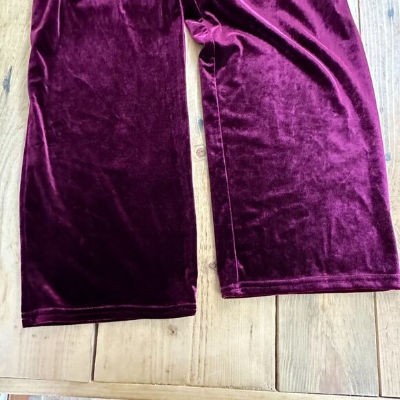 Kathy Lee Collection Berry Red Velvet Pants Velour M Holiday - Picture 3 of 6